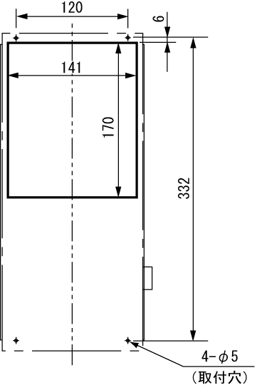ENH-110L(R)-100 取付加工図(標準パネルカット)