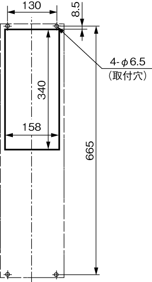 ENH-115S(R)-100 取付加工図（標準パネルカット）