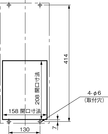 ENH-115L(R)-O-100 取付加工図（標準パネルカット）