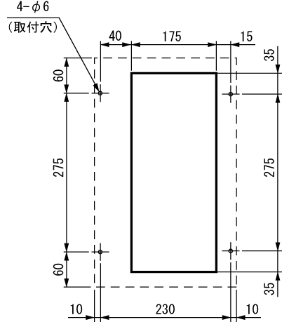 NRC-100AL 取付加工図 (標準パネルカット)