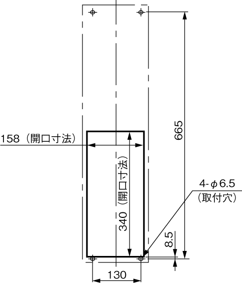 ENH-115S(R)-O-200 取付加工図（標準パネルカット）