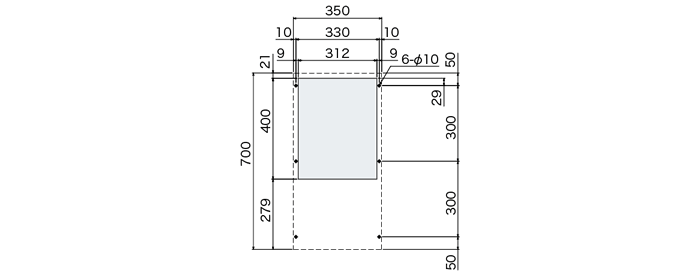 ENC-GR500L-SUS 取付寸法図