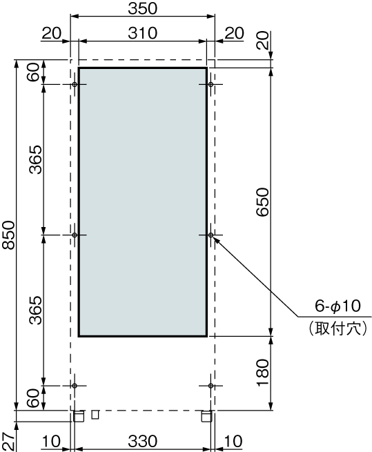 ENC-A1020L-DF 取付加工図