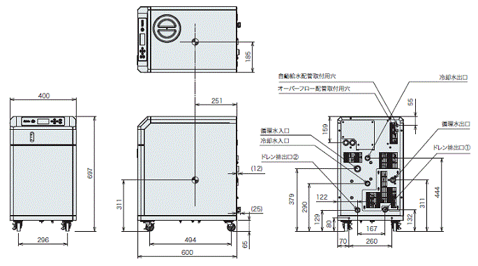 PCU-NE2500W 外形寸法図