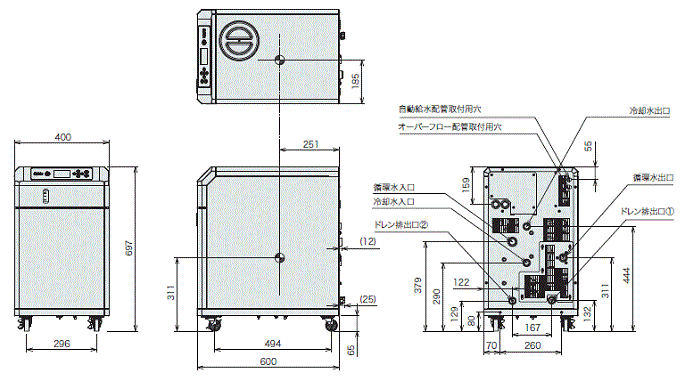 PCU-NE2500W 外形図