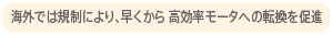 海外では規制により、早くから 高効率モータへの転換を促進