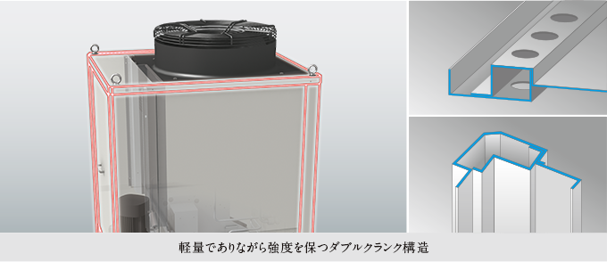 軽量でありながら強度を保つダブルクランク構造